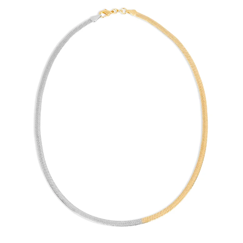 Ladies Necklaces for Love Proposals-THE TWO TONE FLAT CHAIN NECKLACE