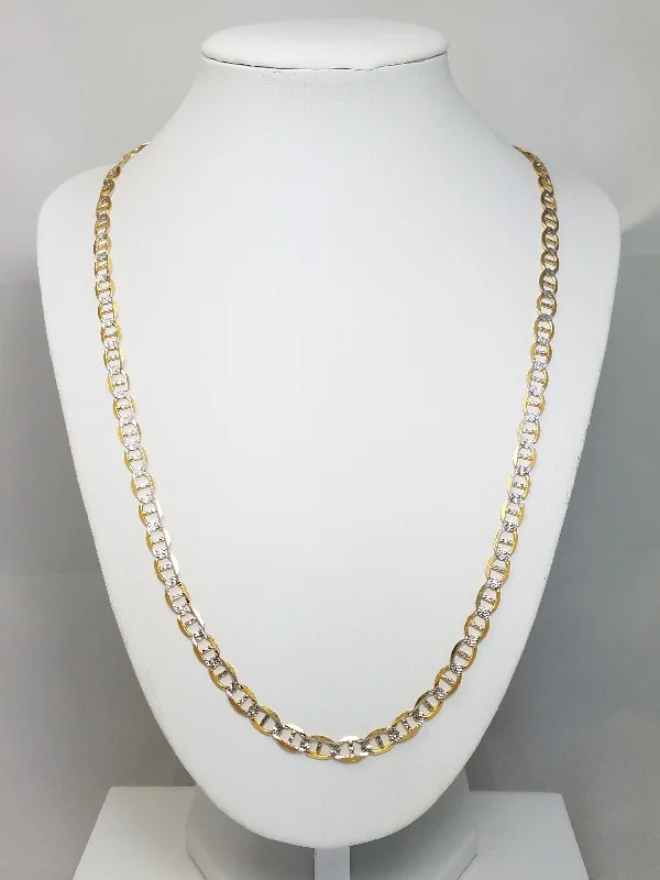 Ladies Necklaces for Nighttime-Jazzy 22" 14k Two Tone gold Diamond Cut Fancy Link Chain Necklace