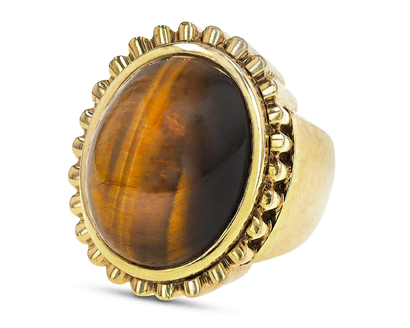 Moonstone Glow Rings -David Webb Tiger's Eye Dome Ring