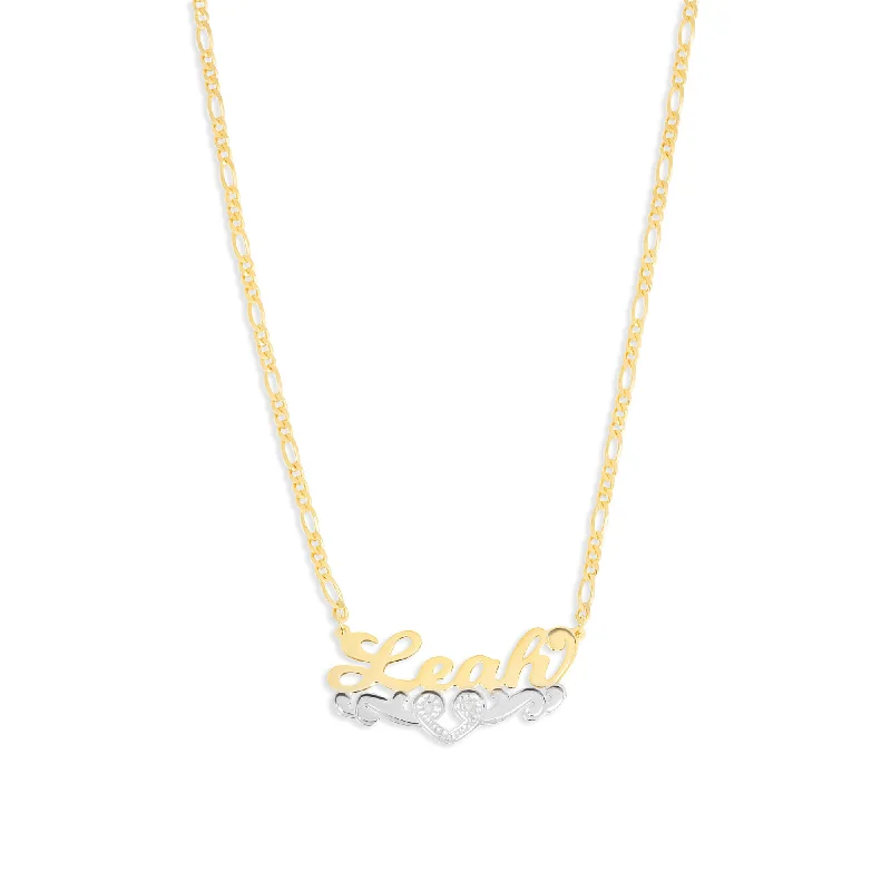 Ladies Necklaces with Silver Accents-THE CLASSIC OPEN HEART NAMEPLATE NECKLACE