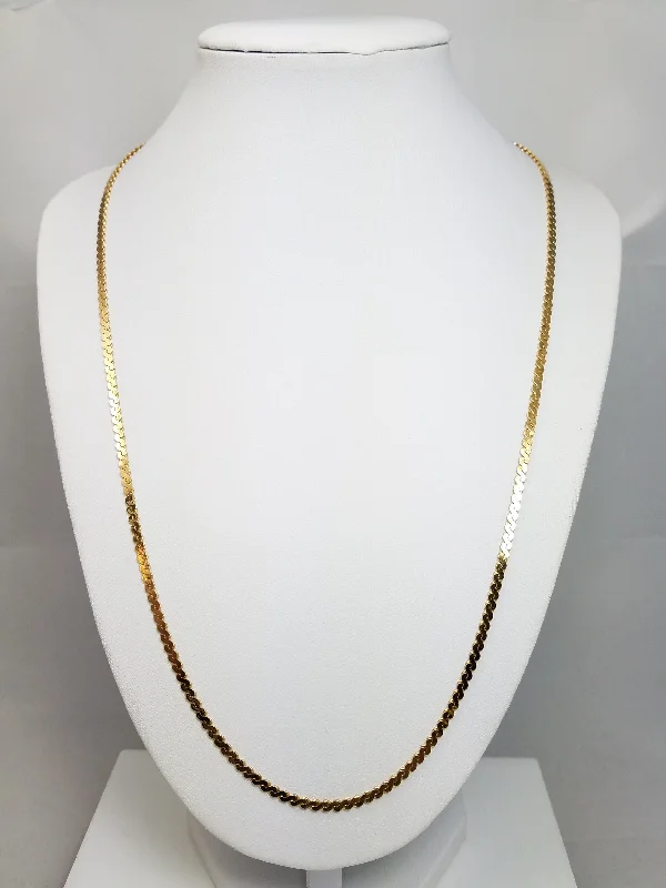 Ladies Necklaces Sharp Geometry-Classic 22" Solid 14k Yellow Gold Serpentine Link Chain Necklace Italy