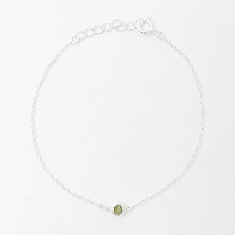 Ladies Swarovski Bracelets -Silver Peridot Solitaire Bracelet