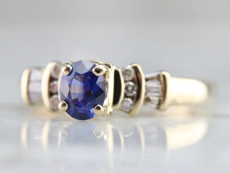 Two-Tone Engagement Rings -Deep Blue Sapphire Engagement Ring