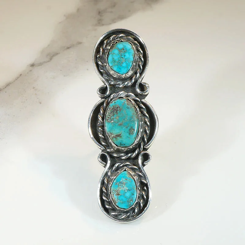 Keepsake Band Rings -Sublime Blue-Green Turquoise in Silver Statement Ring