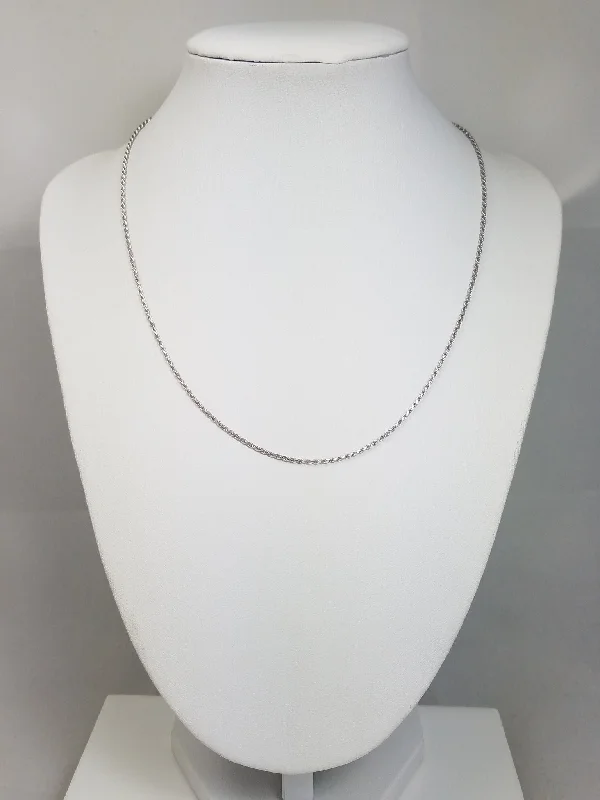 Ladies Necklaces with Wave Pendant-New! Classic 17" Solid 18k White Gold Diamond Cut Rope Chain Necklace