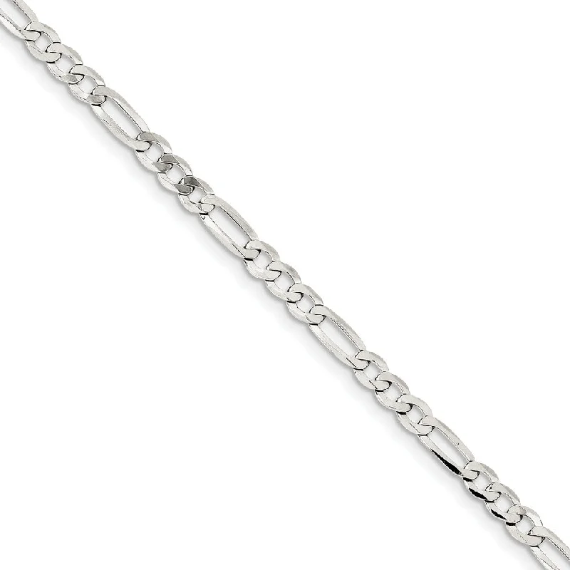 Ladies Party Bracelets -Sterling Silver 4.5mm Flat Figaro Chain Bracelet And Anklet, 9 Inch