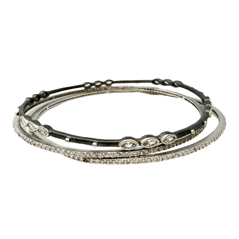 Ladies Beaded Bracelets -Freida Rothman Signature Marquise Station 3-Stack Bracelet