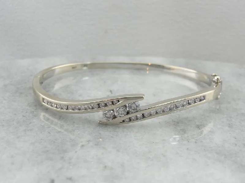 Ladies Urban Bracelets -Timeless Diamond Bangle Bracelet in White Gold