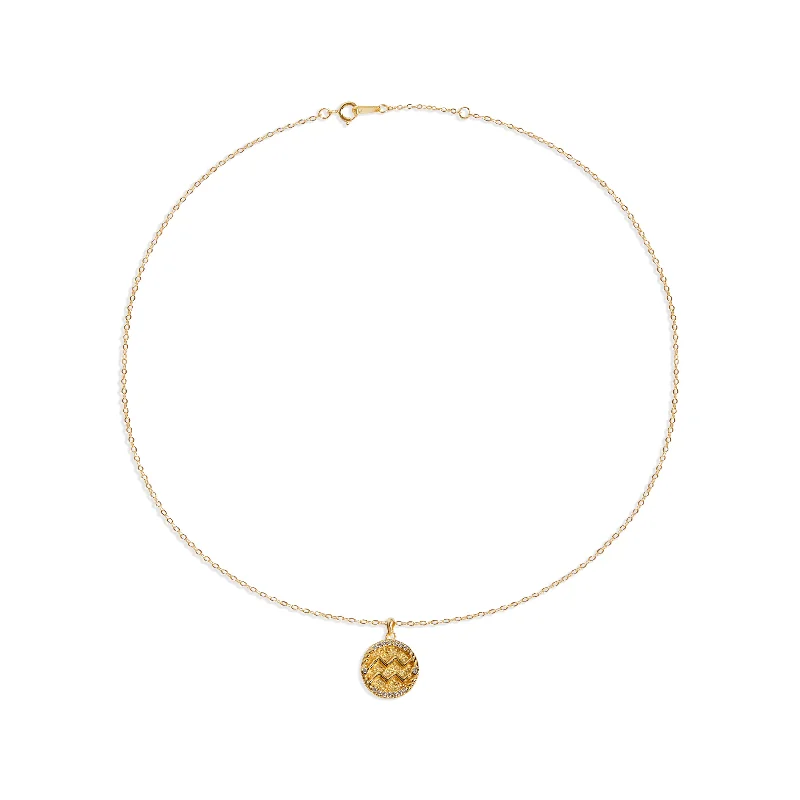 Ladies Necklaces for Innovators-THE PAVE' ZODIAC MEDAL NECKLACE