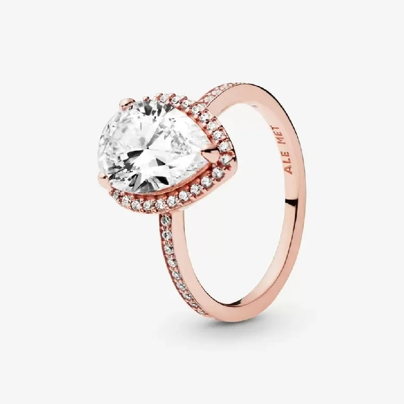 Balance Design Rings -PANDORA : Sparkling Teardrop Halo Ring