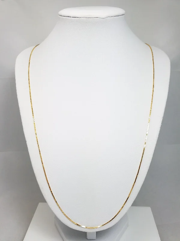 Ladies Necklaces for Loving Aunts-New 14k Yellow Gold Solid Box Link 24" Necklace