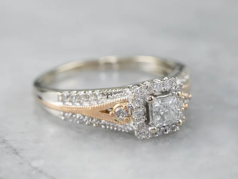 Keepsake Engagement Rings -Modern Princess Cut Diamond Engagement Ring