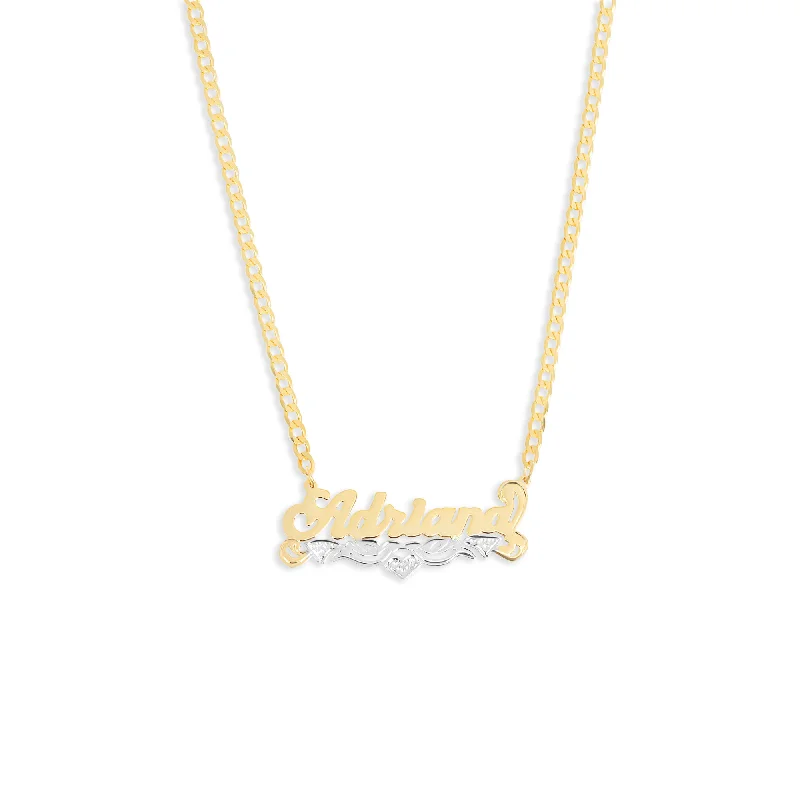 Ladies Necklaces with White Thaumasite-THE CLASSIC LOVE HEART NAMEPLATE NECKLACE