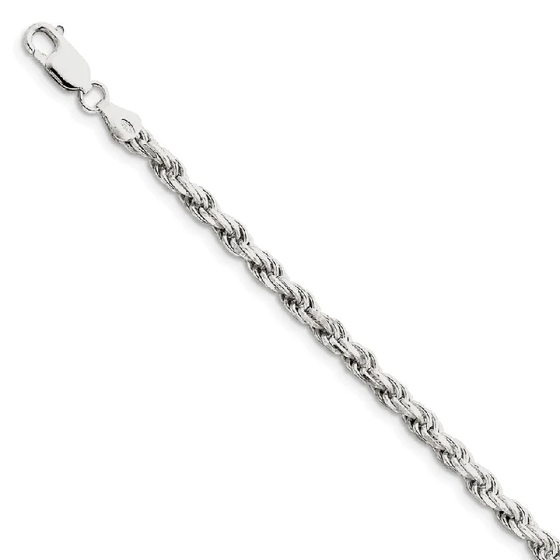 Ladies Mystical Bracelets -4.25mm Sterling Silver Diamond Cut Solid Rope Chain Anklet or Bracelet