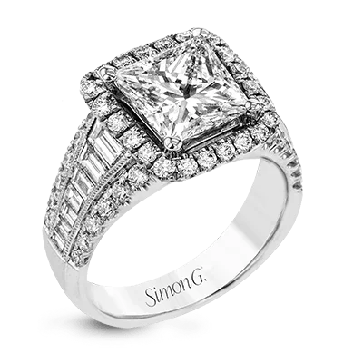 Enchanted Engagement Rings -Princess-Cut Halo Engagement Ring In 18k Gold With Diamonds LR1164-PC