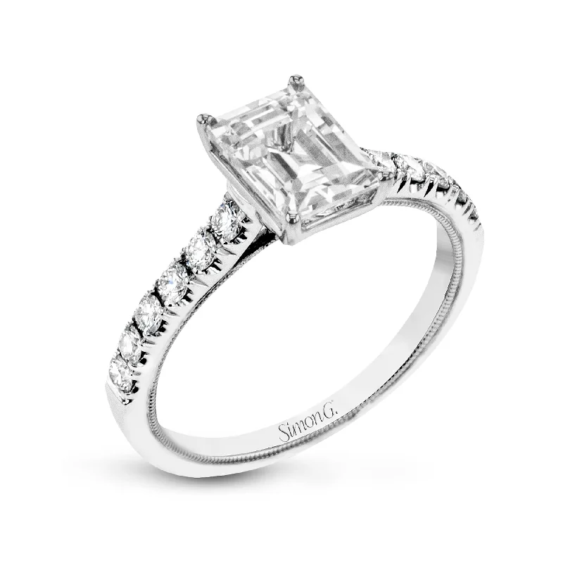 Tribal Engagement Rings -Emerald-Cut Engagement Ring In 18k Gold With Diamonds TR738-EM