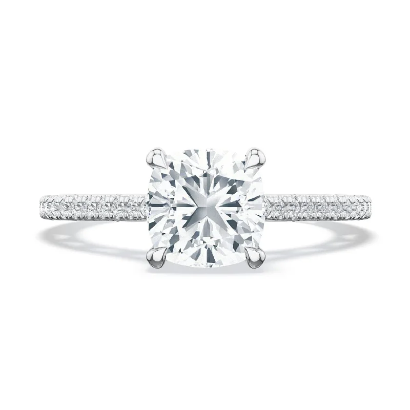 Asymmetrical Engagement Rings -Lunetta Crescent | Cushion Solitaire Engagement Ring 272117CU65