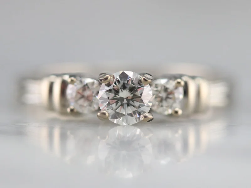 Heart Cut Engagement Rings -Modern Three Stone Diamond Engagement Ring