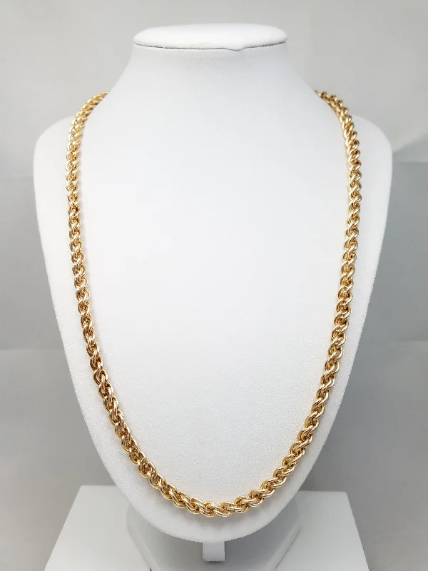 Ladies Necklaces with Coral Pink-Bold 22.5" 10k Yellow Gold Heavy Hollow Cable Link Chain Necklace