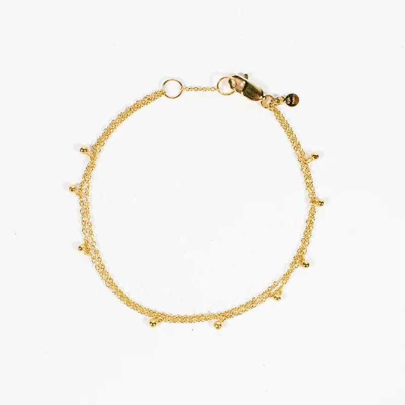 Ladies Office Bracelets -Gold Vermeil Two Strand Drops Bracelet