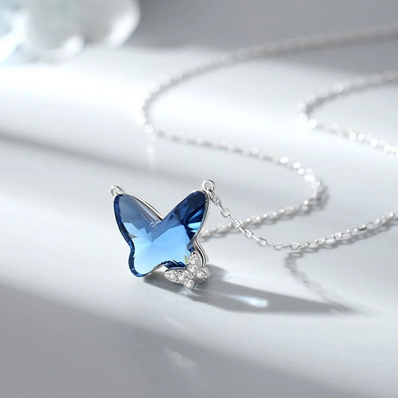 Ladies Necklaces Swooping Curve-butterfly pendant Austrian crystal necklace