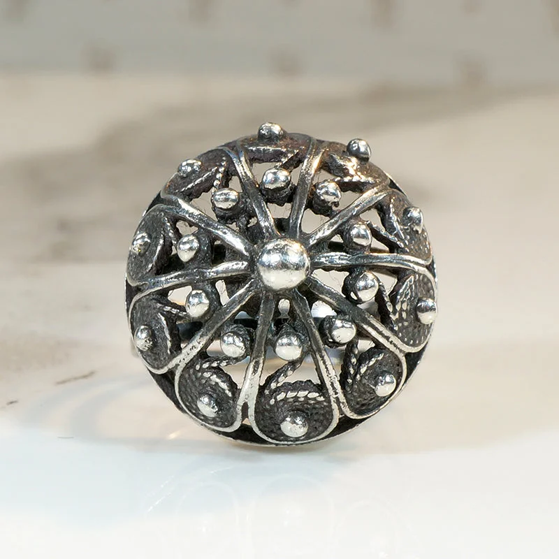 Celestial Star Rings -Bohemian Sterling Filigree Bombé Ring