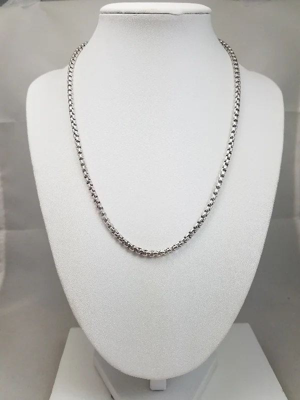 Ladies Necklaces for Painters-Exceptional 18" Solid 18k White Gold Rounded Box Chain Necklace