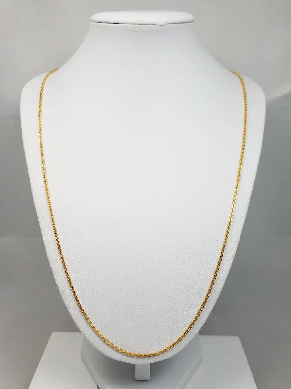 Ladies Necklaces for Evening Glam-Luxurious 26.5" Solid 22k Yellow Gold Cable Link Chain Necklace