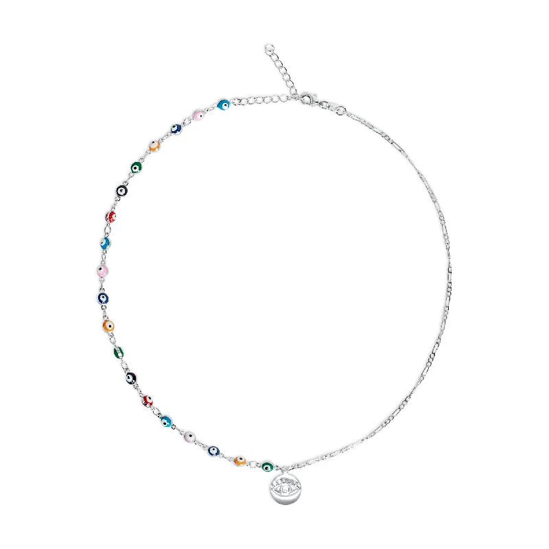 Ladies Necklaces Triple Drop-The Multi Color Full Evil Eye Charm Necklace