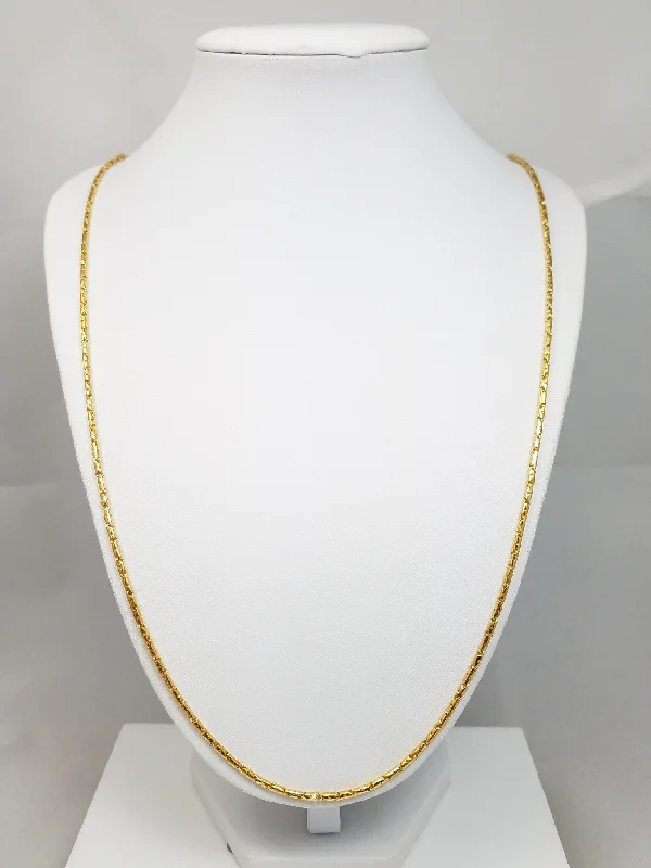 Ladies Necklaces for Party Nights-Extravagant 31" Hollow 23k Yellow Gold Baht Chain Necklace