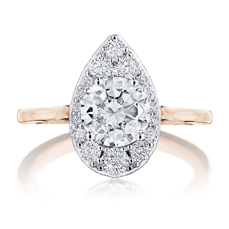 18K Gold Engagement Rings -Simply TACORI | Round, Pear Bloom Engagement Ring HT2577RDPS7PKW