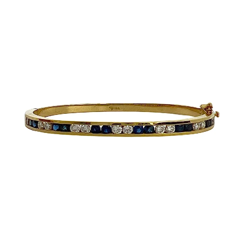 Ladies Animal Bracelets -Montclair 18K Gold Hinged Bracelet with Diamonds and Sapphire