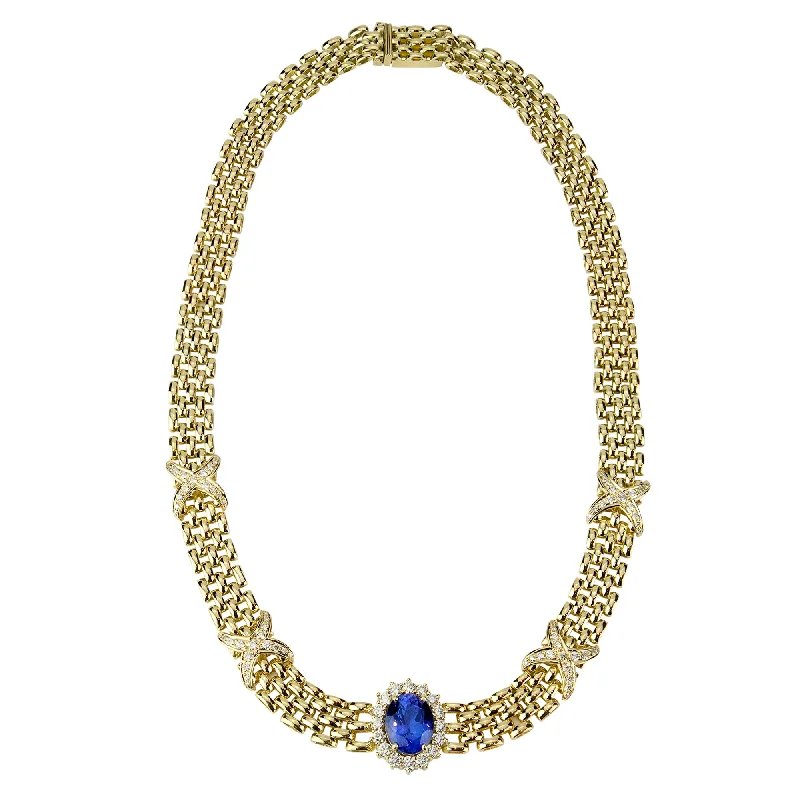 Ladies Necklaces with Heart Drop-Necklace - Tanzanite And Diamond