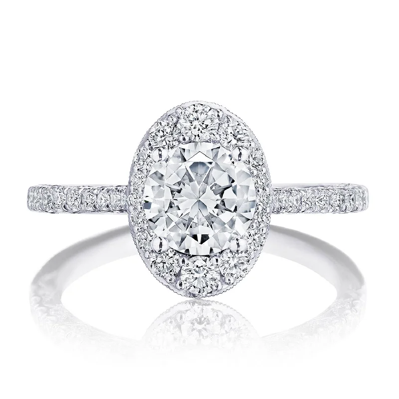 Marquise Cut Engagement Rings -Petite Crescent | Round, Oval Bloom Engagement Ring HT2576RDOV65