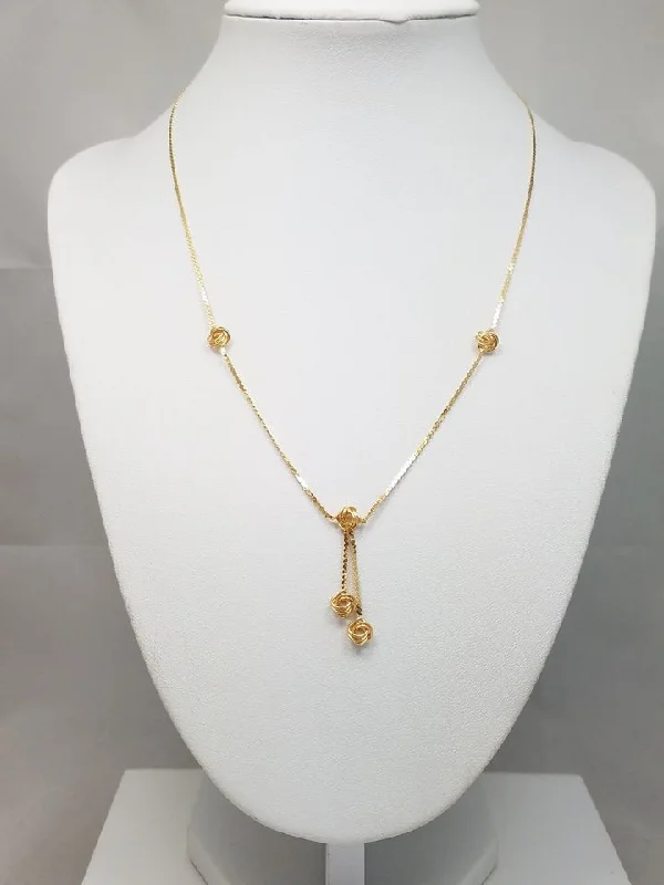 Ladies Necklaces Rope Chain-Dazzling 16.75" 18k Yellow Gold Knot Style Station Necklace Italy