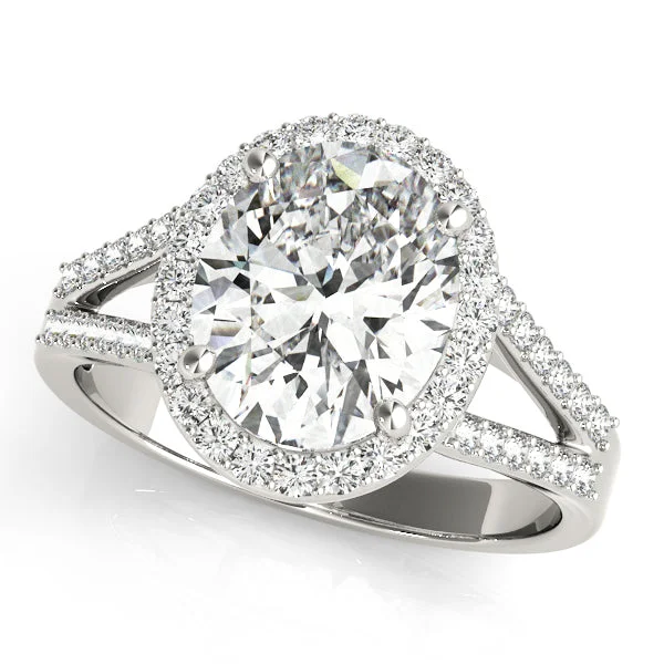 Heavy Engagement Rings -14K Oval Halo Engagement Ring