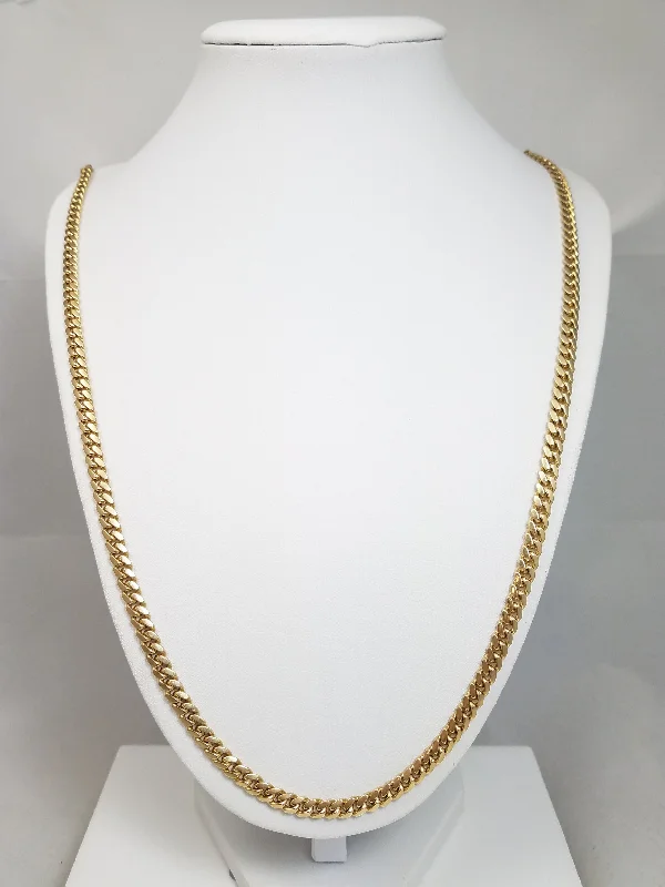 Ladies Necklaces for Culinary Arts-Solid Cuban Link 10k Yellow Gold 28.5" Necklace