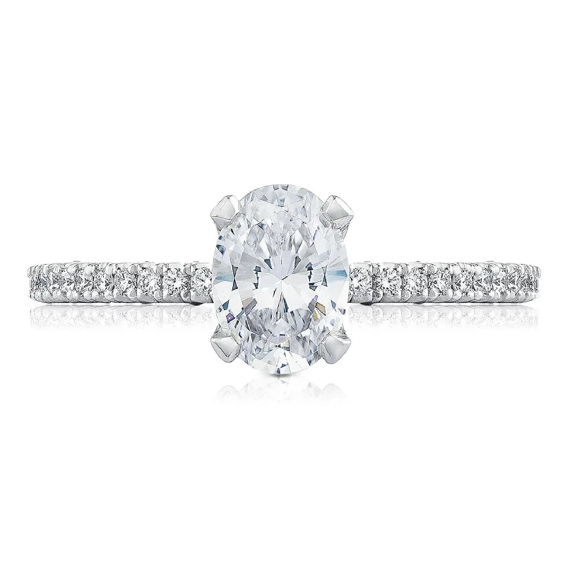 Art Deco Engagement Rings -Petite Crescent | Oval Solitaire Engagement Ring HT254515OV75X55