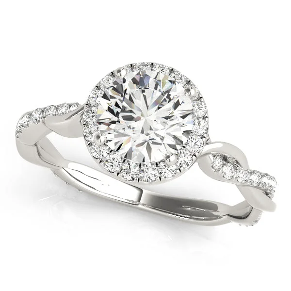 Classic Timeless Engagement Rings -14K Halo Engagement Ring Twisted