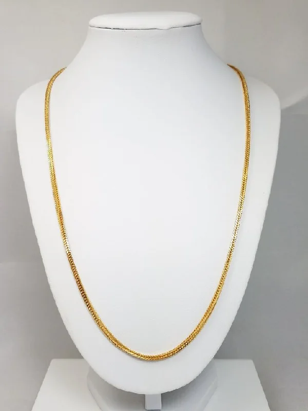 Ladies Necklaces with White Leucite-Radiant 22k Yellow Gold Solid Wheat Link 22" Chain Necklace