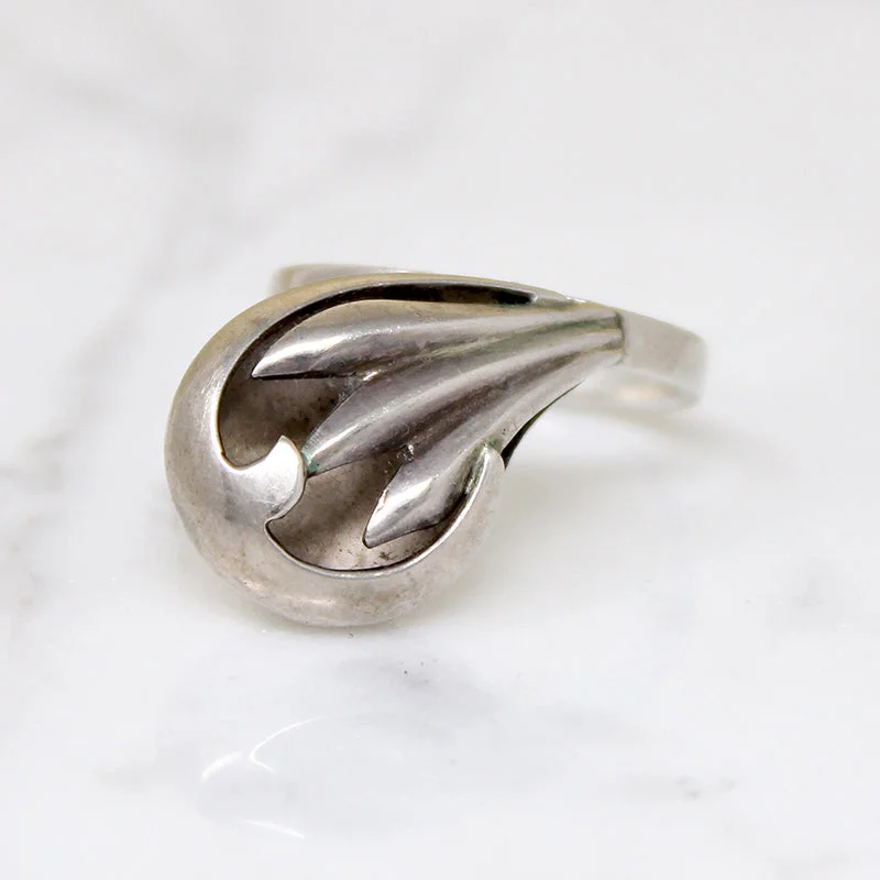 Titanium Minimal Rings -Mysterious Modernist Sterling Silver Swoop Ring