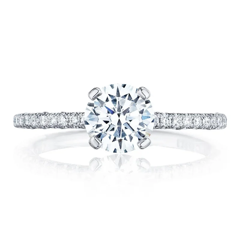 Smooth Engagement Rings -Petite Crescent | Round Solitaire Engagement Ring HT254515RD7