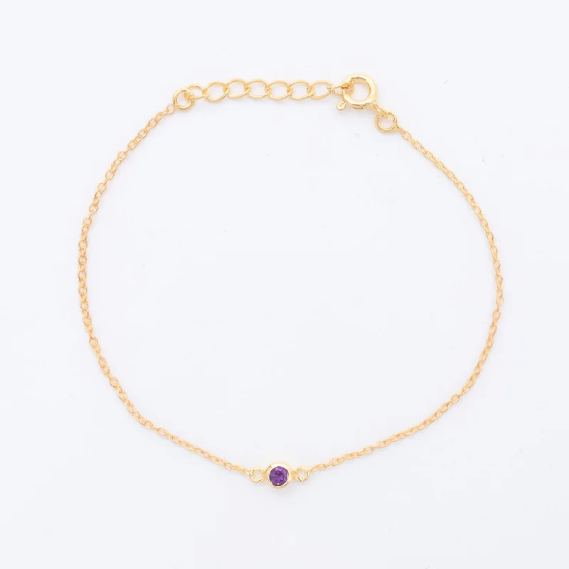 Ladies Glitter Bracelets -Gold Vermeil Amethyst Solitaire Bracelet