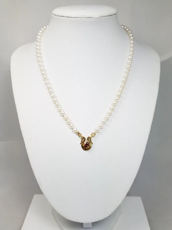 Ladies Necklaces with Jade Green-Elegant Freshwater Pearl Citrine Pendant 16" Necklace