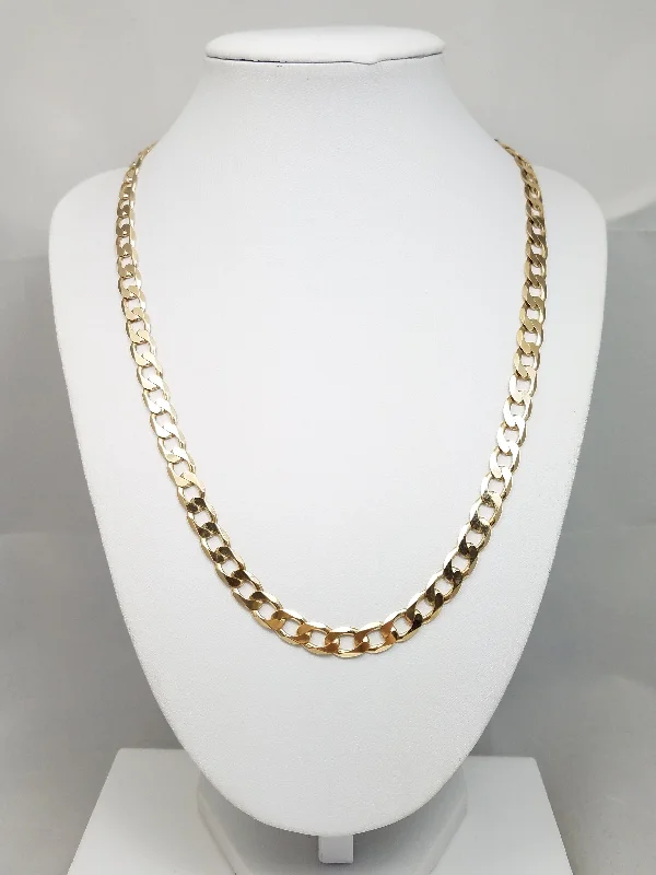 Ladies Necklaces Pure Sterling-Bold 20" 10k Yellow Gold Solid Curb Link Chain Necklace Italy