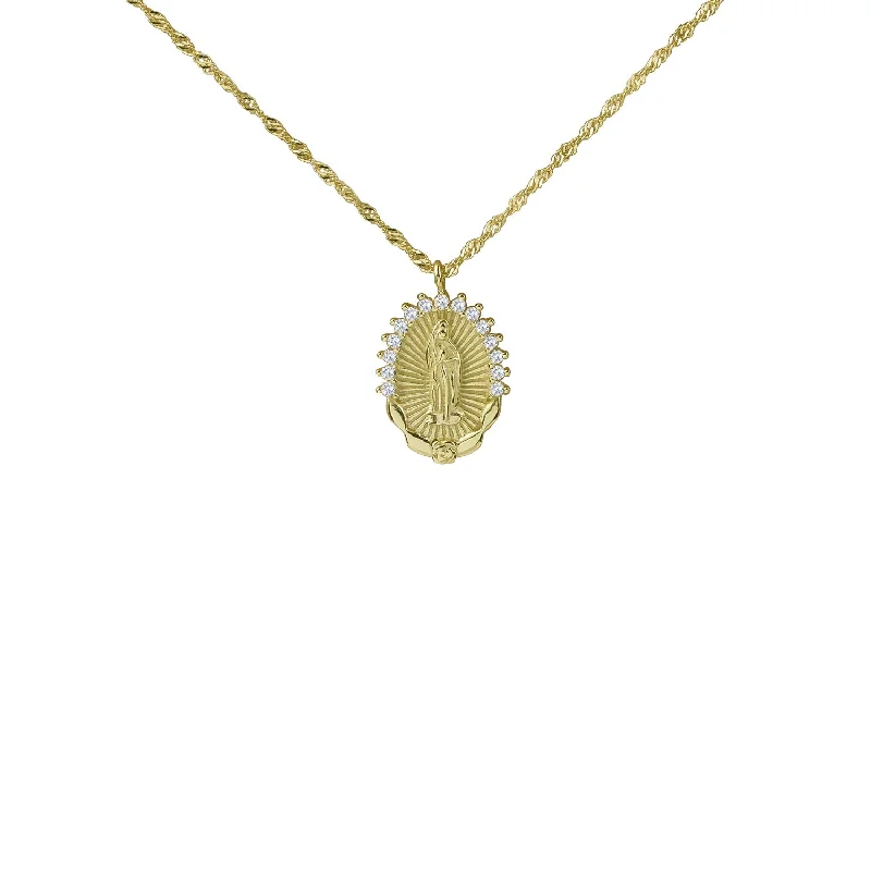 Ladies Necklaces with Lime Peridot-THE PAVE' GUADALUPE SINGLE ROSE NECKLACE