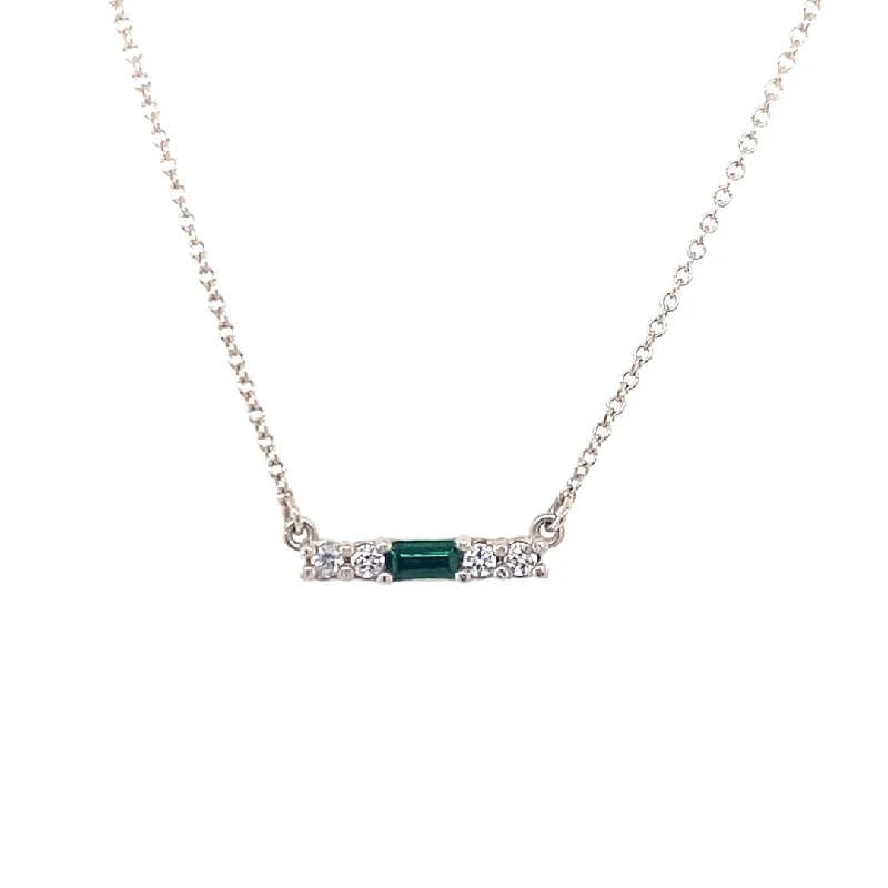 Ladies Necklaces with Lock Drop-Single Birthstone Family Bar Necklace in Silver