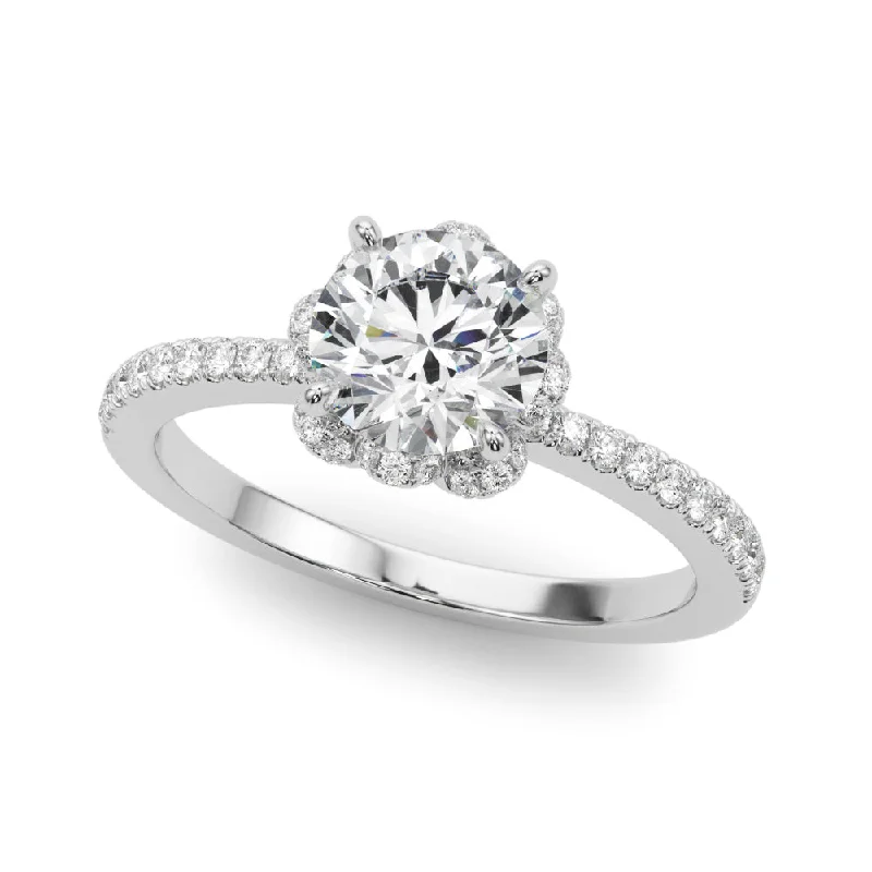 Healing Engagement Rings -14K Halo Engagement Ring