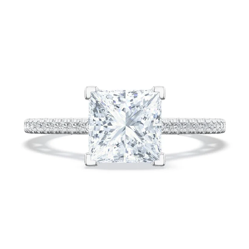 Open Band Engagement Rings -Lunetta Crescent | Princess Solitaire Engagement Ring 272117PR65