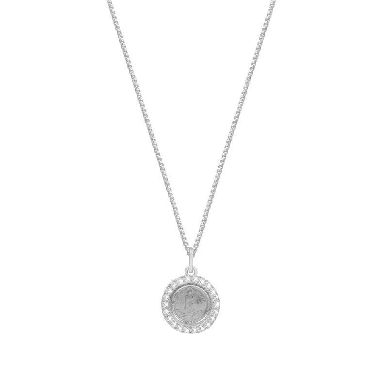 Ladies Necklaces with Slate Hematite-THE FATIMA COIN PENDANT NECKLACE (PAVE')